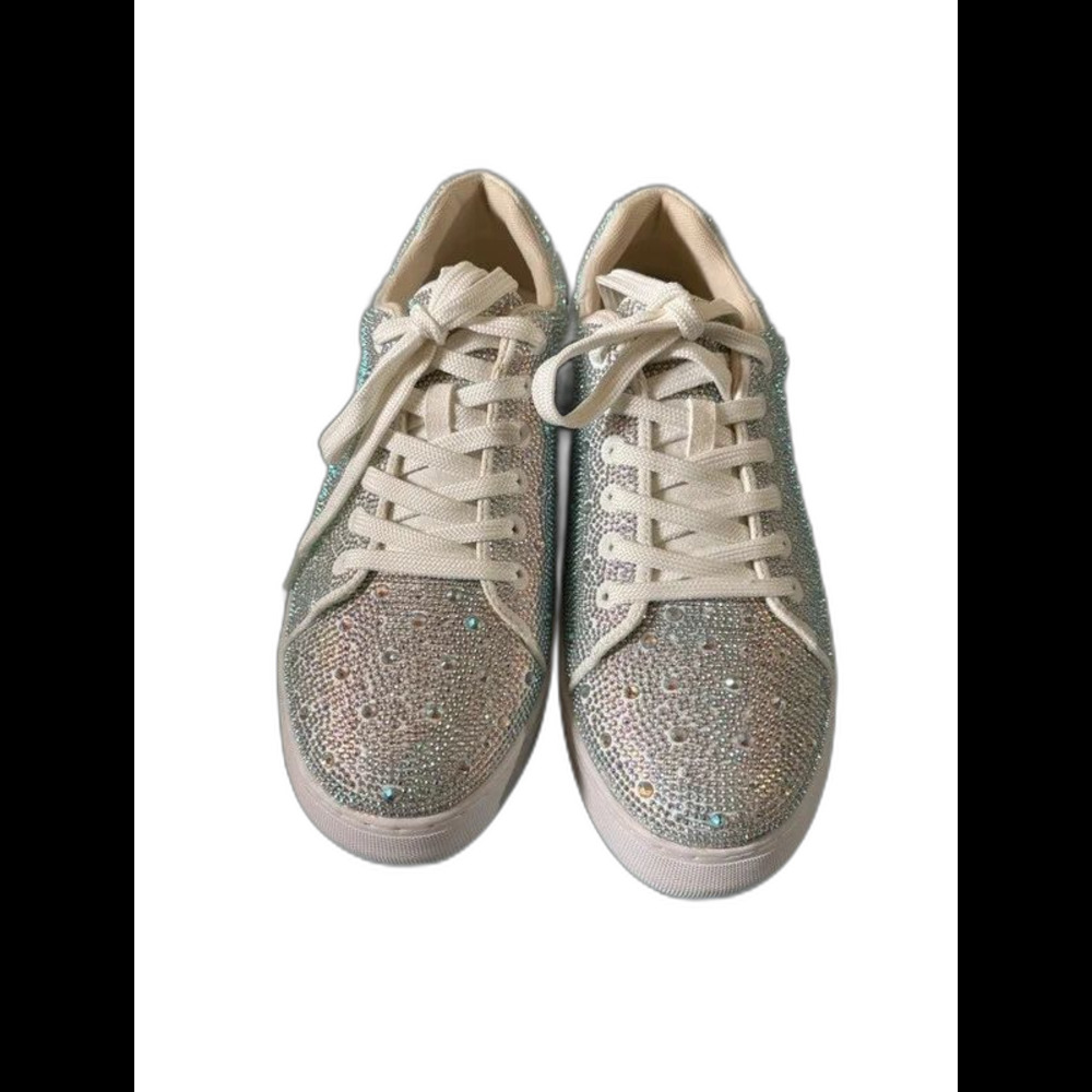Suokdil Women’s Rhinestone Sneakers, Size 9, Silver, New